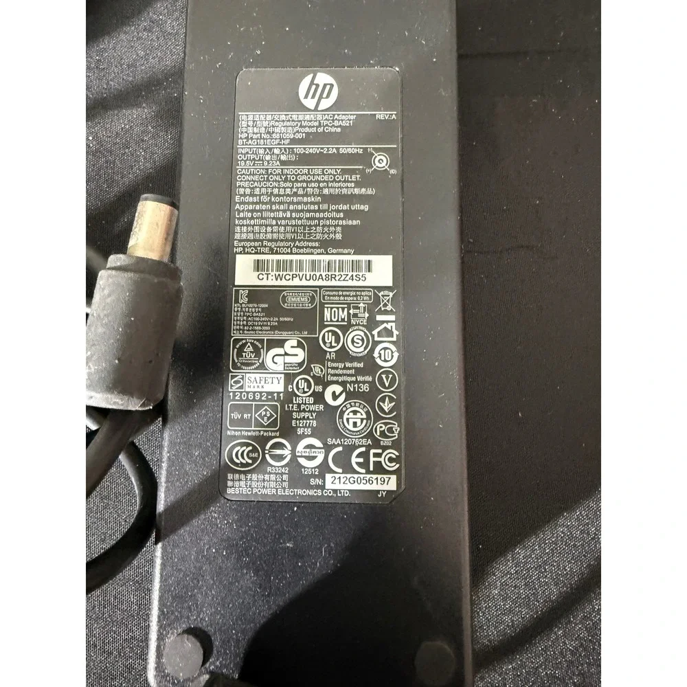 HP AC Adapter TPC-BA521 180W Black Excellent 19.5V 9.23A 681059-001 Power Supply